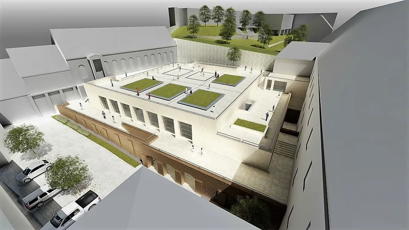 Az ősi várfal tövében épült modern tornacsarnok