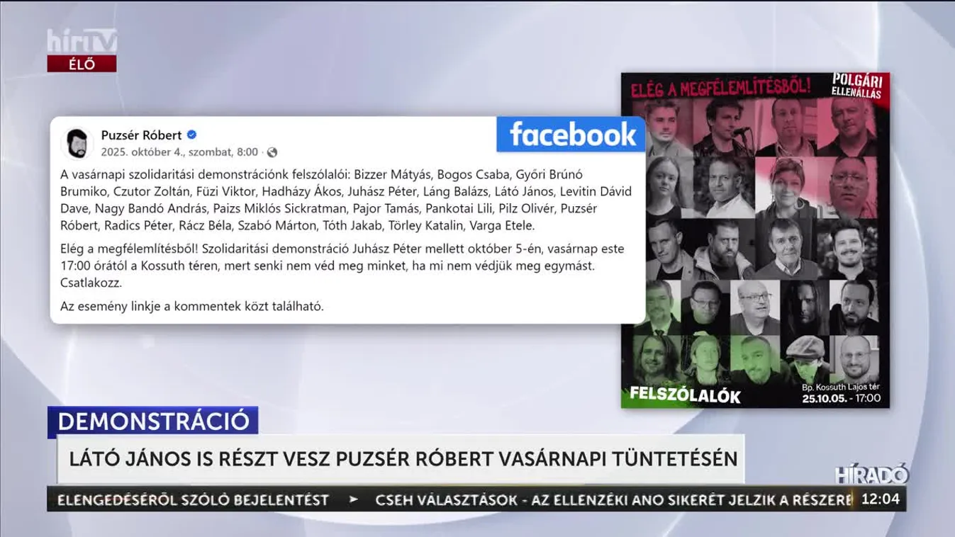 Látó János is részt vesz Puzsér Róbert vasárnapi tüntetésén
