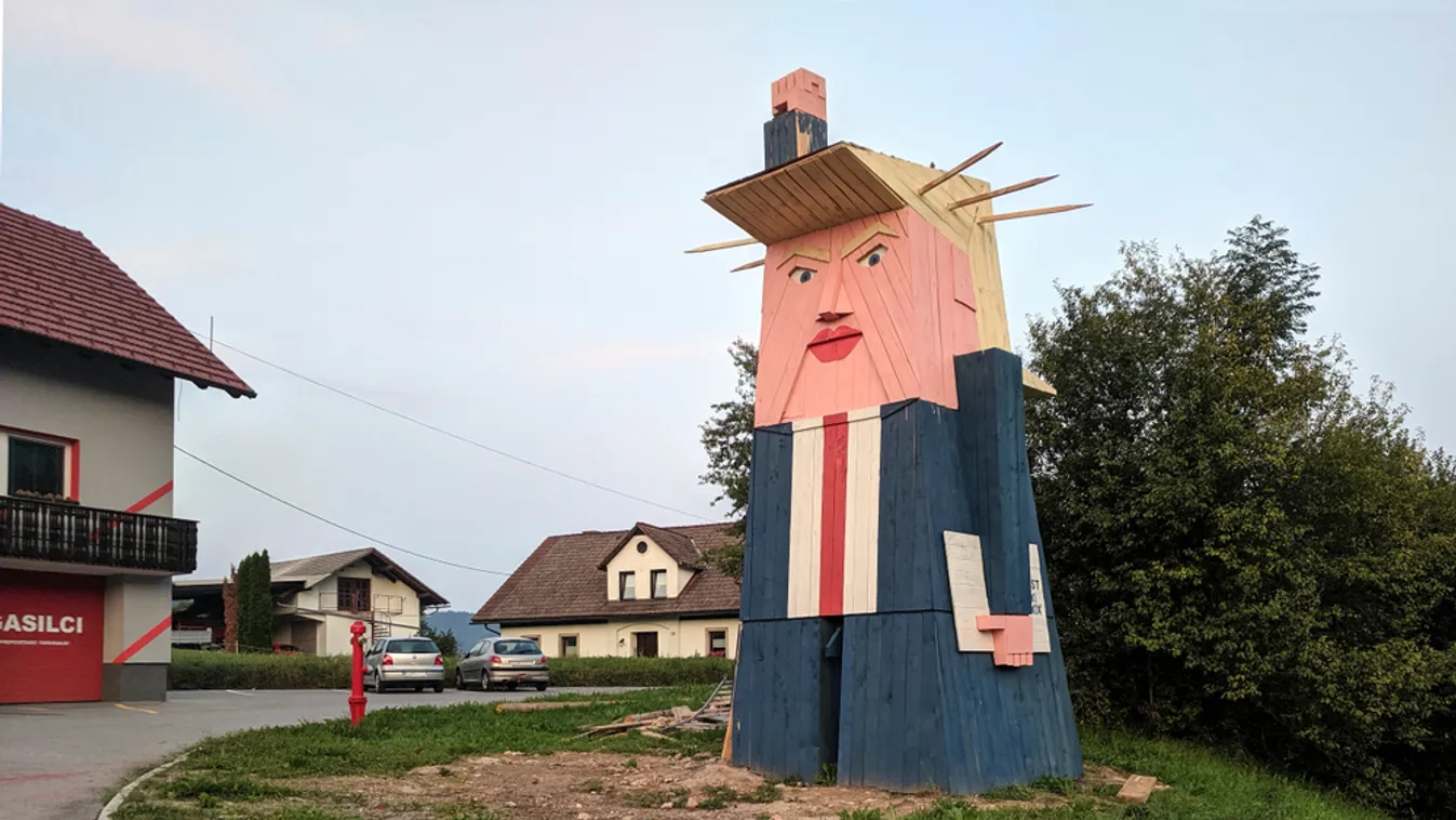 Felgyújtották Trump faszobrát Szlovéniában