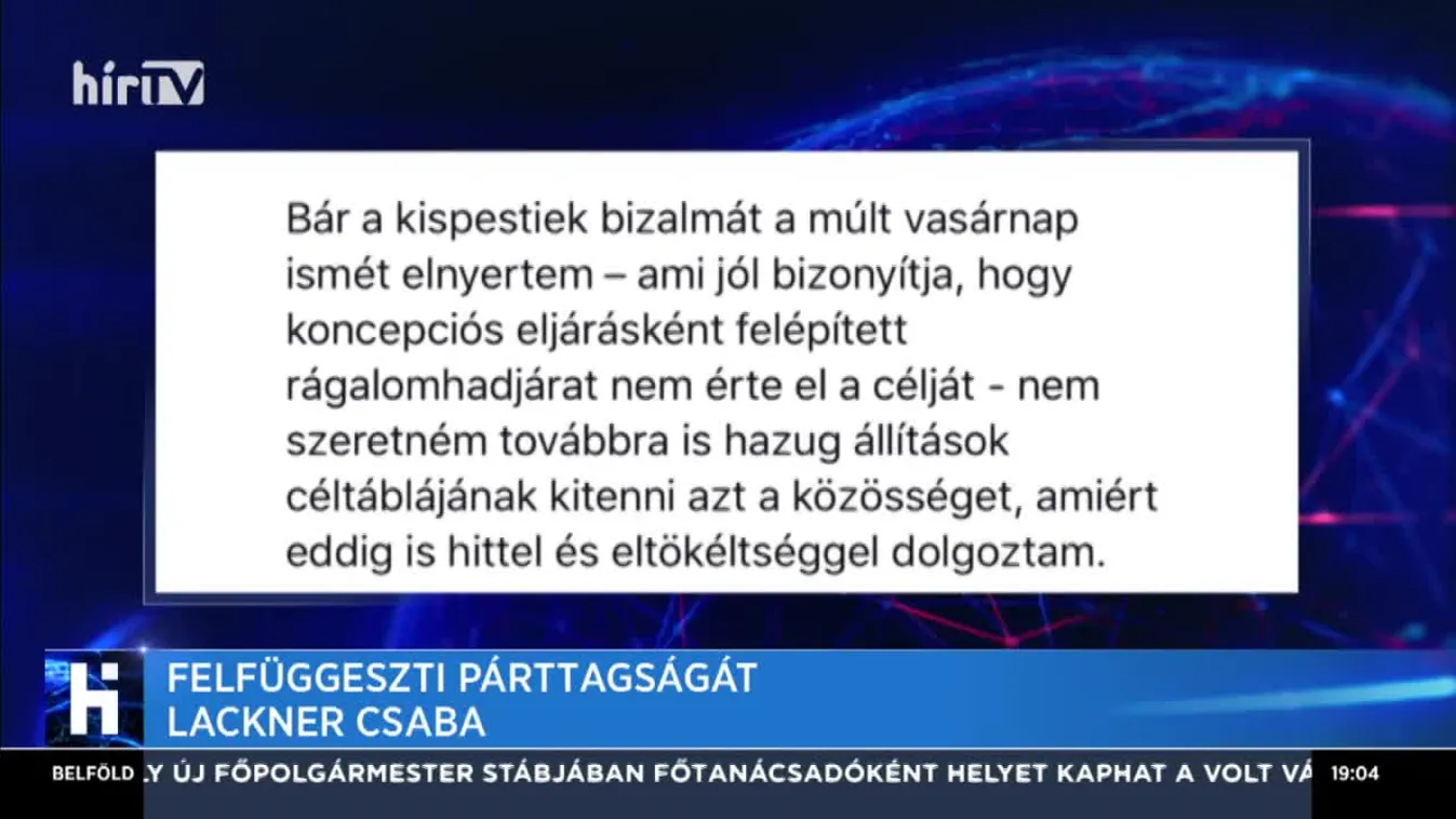 Felfüggeszti párttagságát Lackner Csaba
