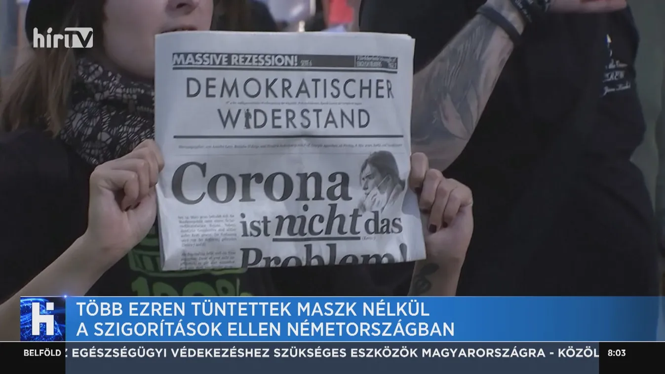 Több ezren tüntettek maszk nélkül a szigorítások ellen Németországban