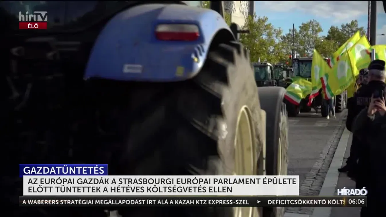 Az európai gazdák a strasbourgi európai parlament épülete előtt tüntettek a hétéves költségvetés ellen
