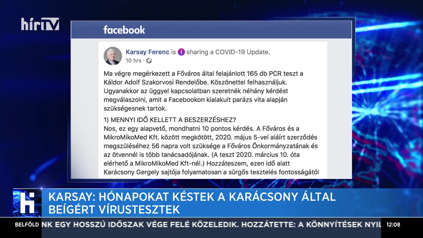 Karsay: Hónapokat késtek a Karácsony által beígért vírustesztek