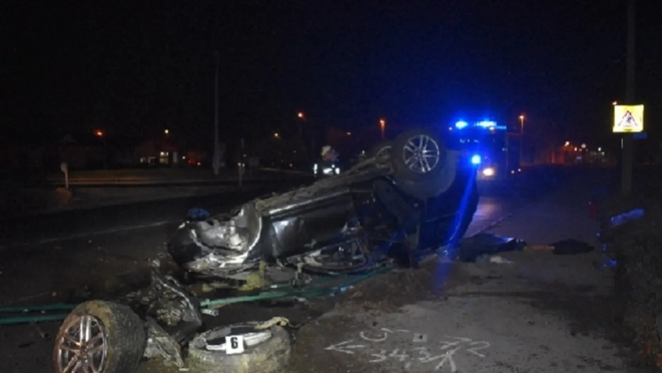 Felborult autójával az embercsempész Tatabányán