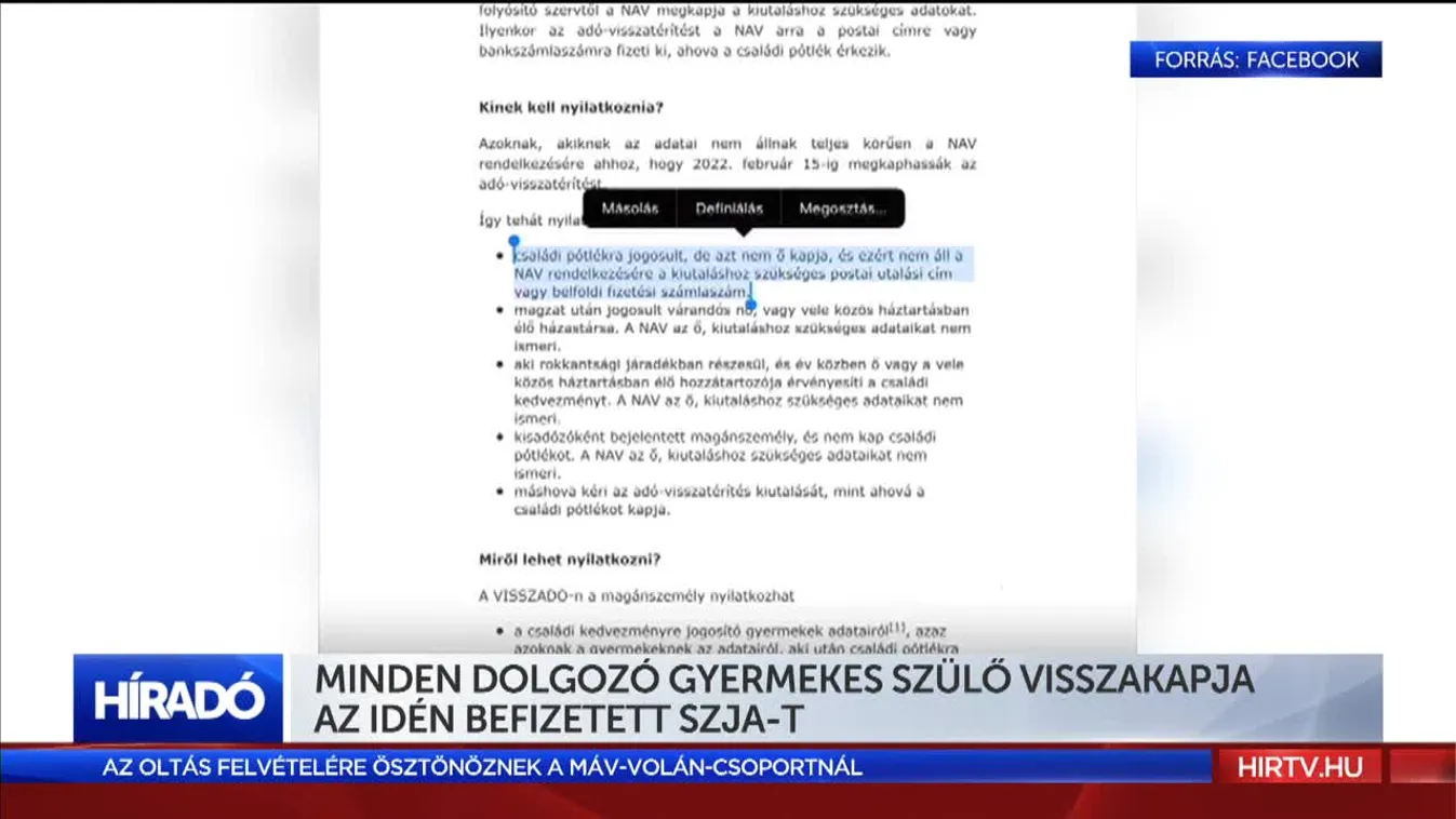 Minden dolgozó gyermekes szülő visszakapja az idén befizetett SZJA-t