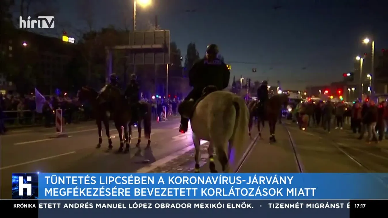 Tüntetés Lipcsében a koronavvírus-járvány megfékezésére bevezetett korlátozások miatt