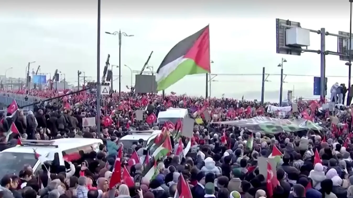 Hatalmas palesztinbarát demonstráció volt Isztambulban