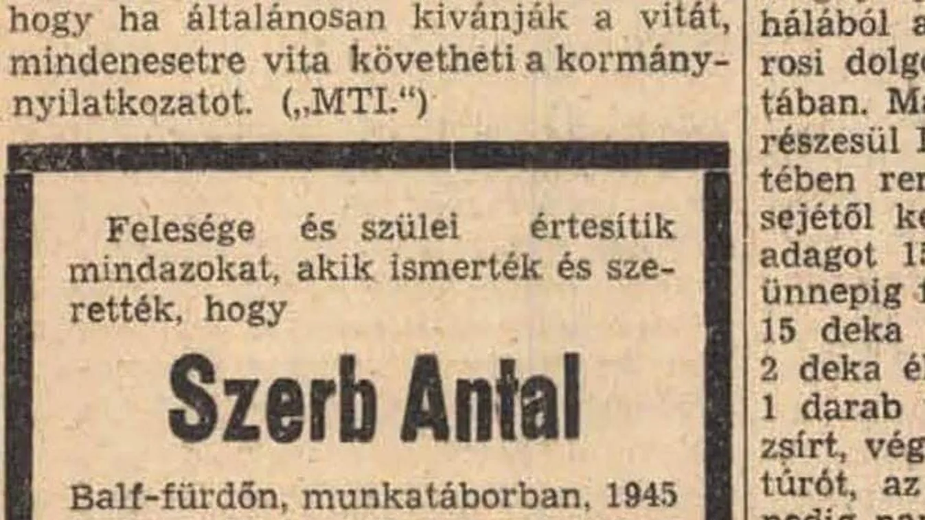 Ma van Szerb Antal halálának évfordulója is