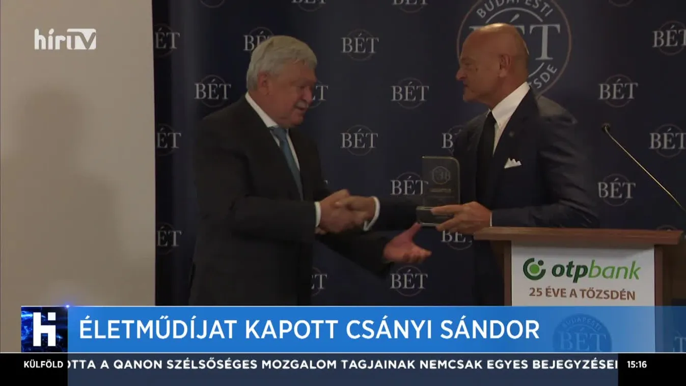 Életműdíjat kapott Csányi Sándor