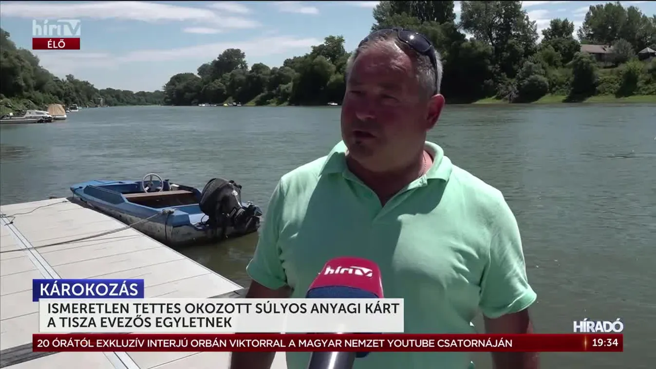 Ismeretlen tettes vasárnap elsüllyesztette a szolnoki Tisza Evezős Egylet motorcsónakját + videó