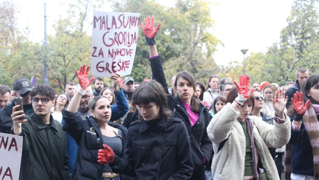 Ezrek tüntettek Belgrádban az újvidéki vasútállomáson történt súlyos baleset miatt