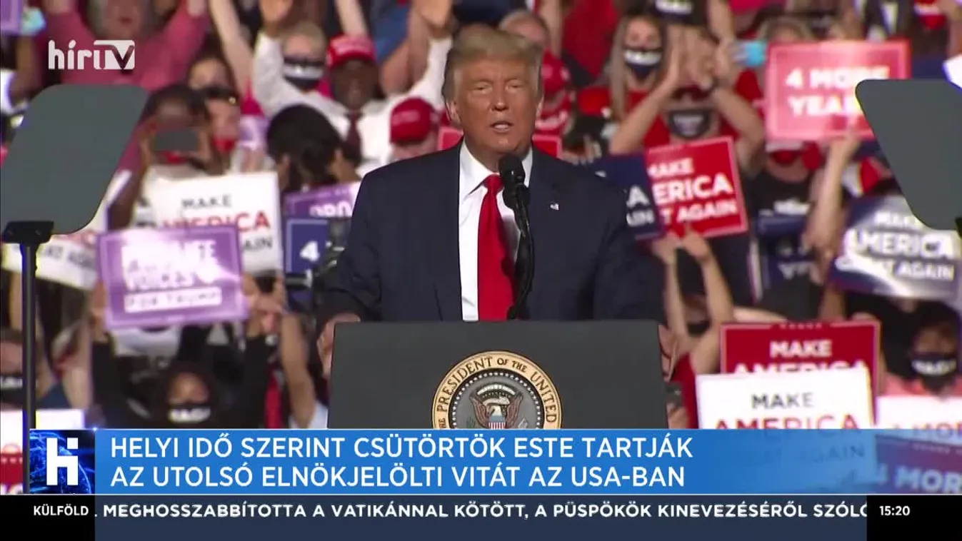 Helyi idő szerint csütörtök este tartják az utolsó elnökjelölti vitát az USA-ban