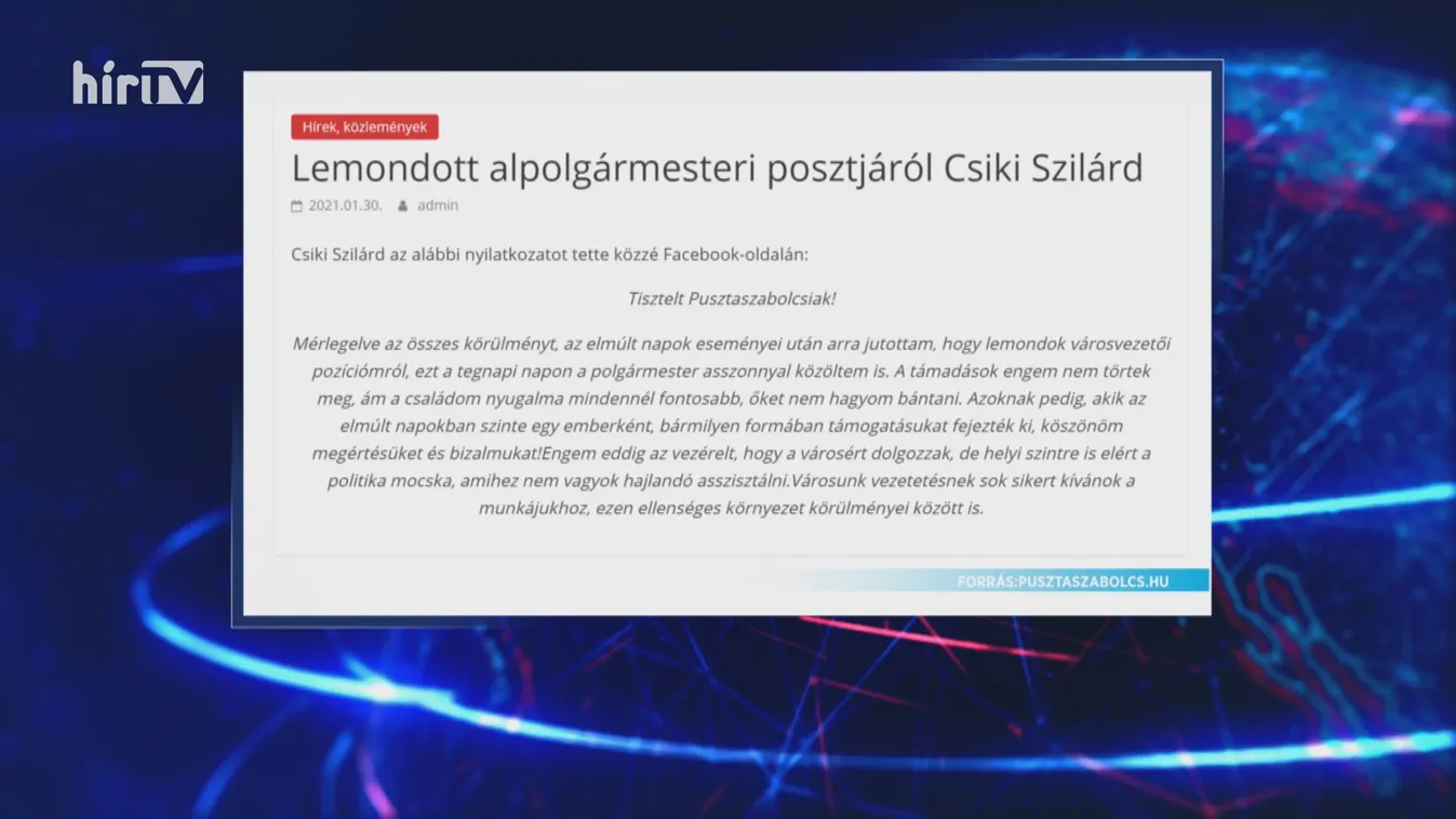 Vallásgyalázó kijelentése miatt lemondott Pusztaszabolcs alpolgármestere