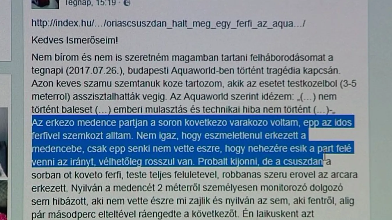 Aquaworld: egy szemtanú másként látta a halálesetet