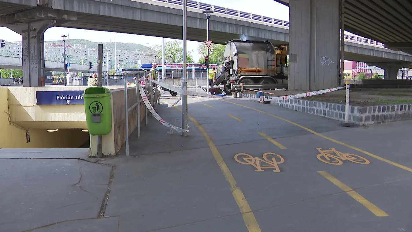 Életveszélyesen zárták le a kerékpársávot a Flórián téren + videó