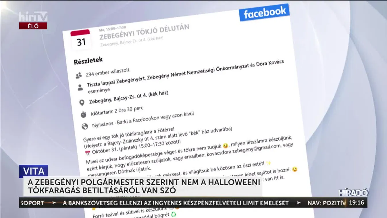 A ZEBEGÉNYI POLGÁRMESTER SZERINT NEM A HALLOWEENI TÖKFARAGÁS BETILTÁSÁRÓL VAN SZÓ