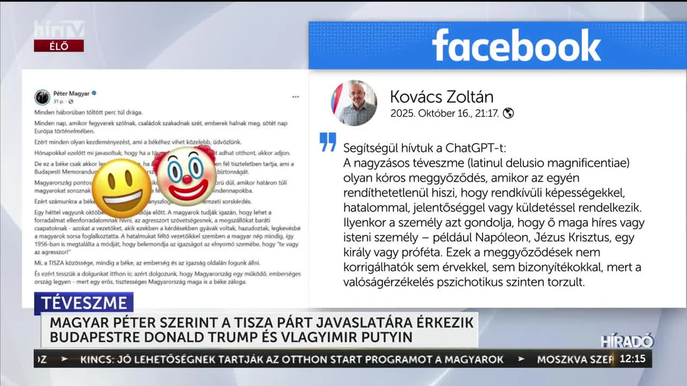 MAGYAR PÉTER SZERINT A TISZA PÁRT JAVASLATÁRA ÉRKEZIK BUDAPESTRE DONALD TRUMP ÉS VLAGYIMIR PUTYIN