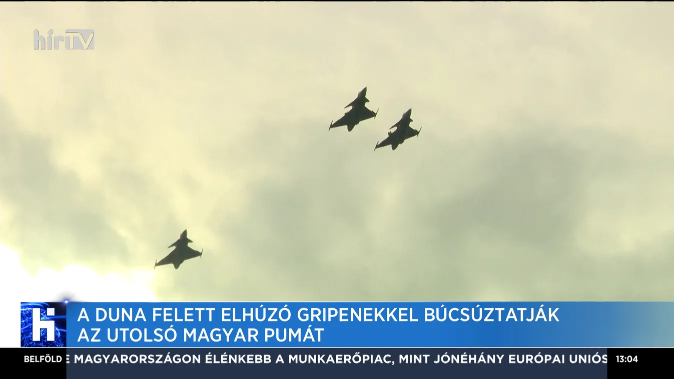 A Duna felett elhúzó Gripenekkel búcsúztatják az utolsó magyar pumát
