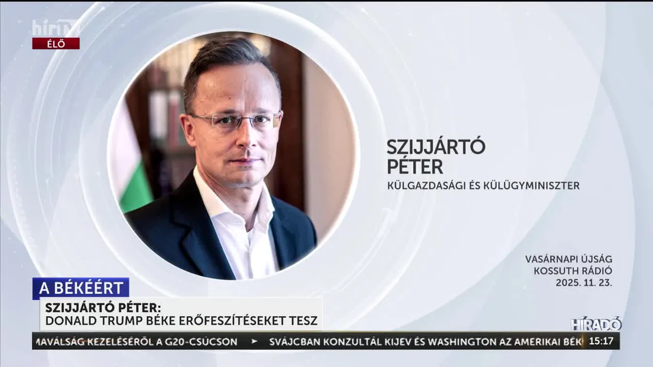 Szijjártó Péter: Donald Trump a békén dolgozik, miközben Nyugat-Európában háborús pszichózis uralkodik + videó
