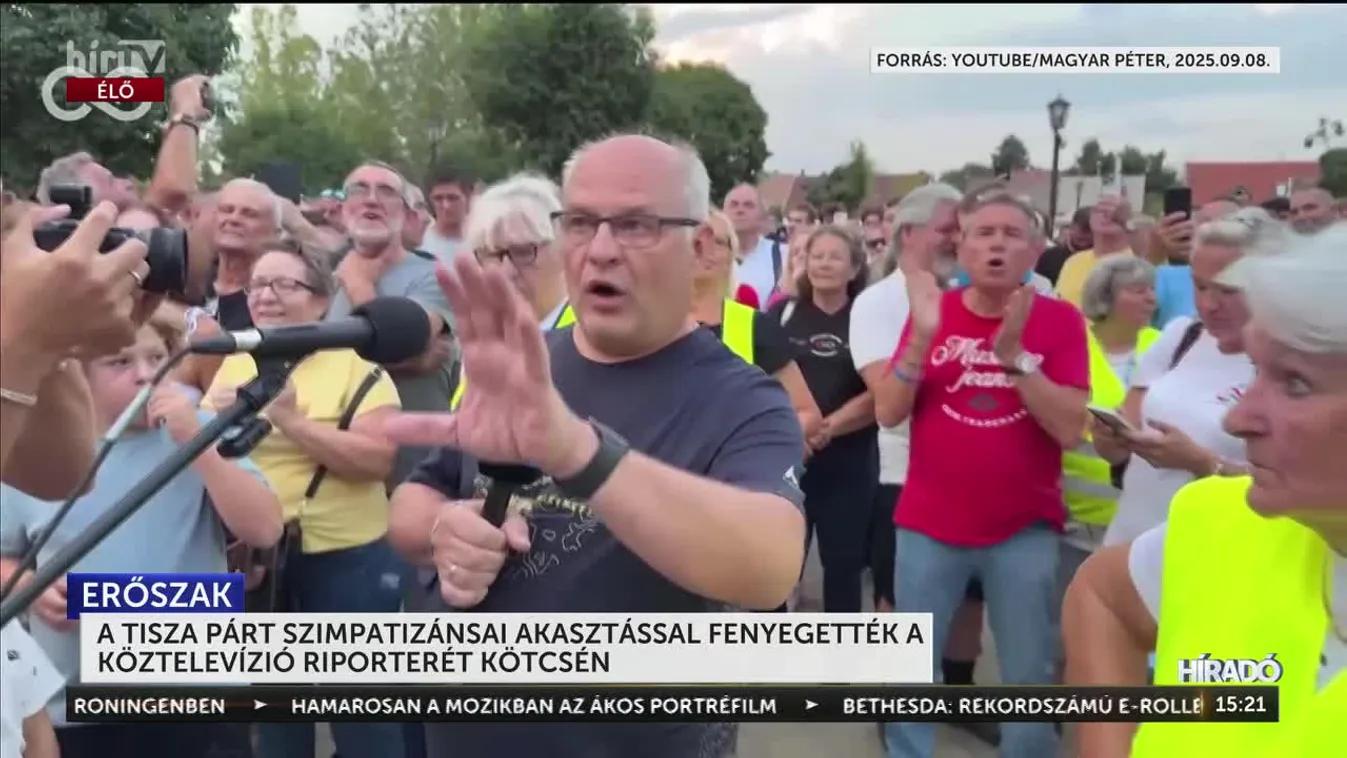 Magyar Péter tagadta, hogy Ruszin-Szendi Romulusz lökdösni próbálta a Mandiner munkatársát + videó