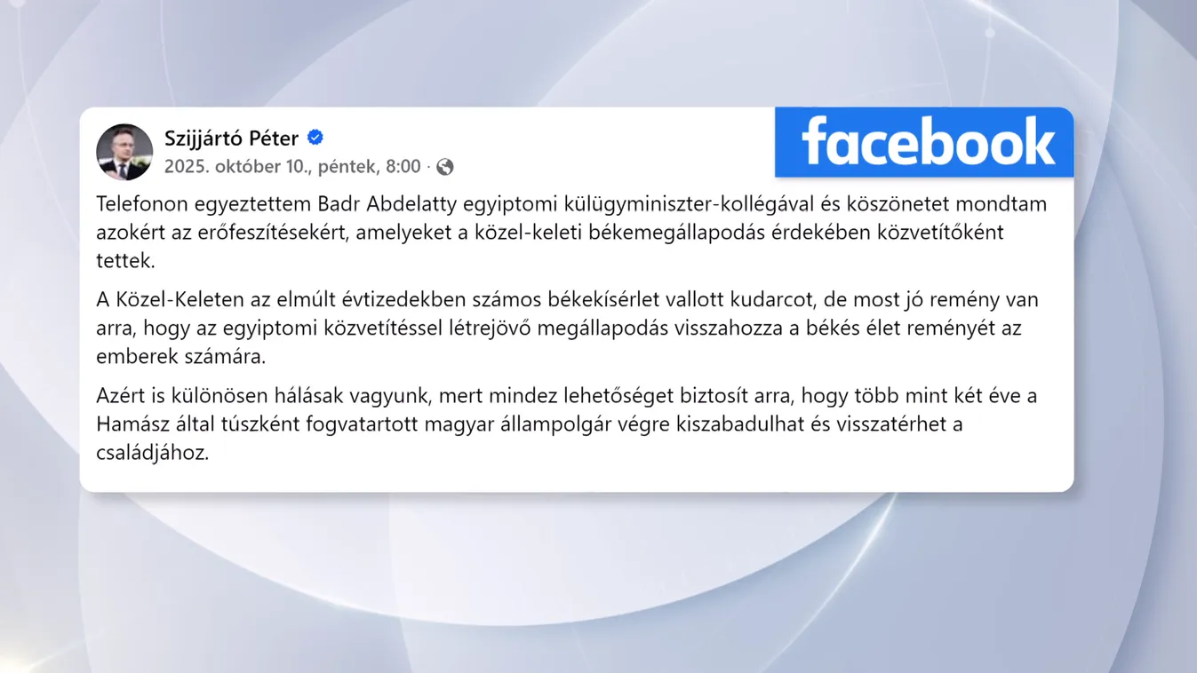 Szijjártó Péter az utolsó Gázában fogvatartott magyar túsz helyzetéről beszélt