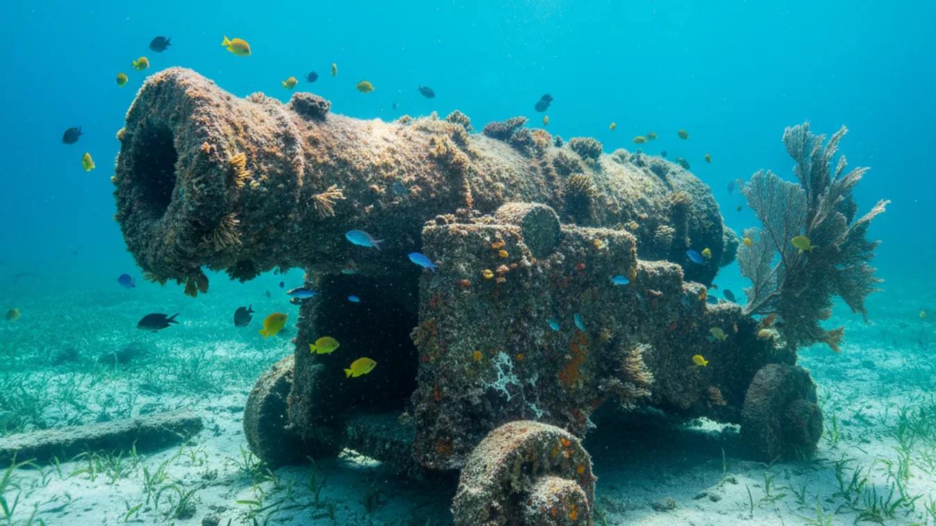 Ágyút, pénzérméket és porceláncsészét találtak egy 18. századi spanyol hajóroncson