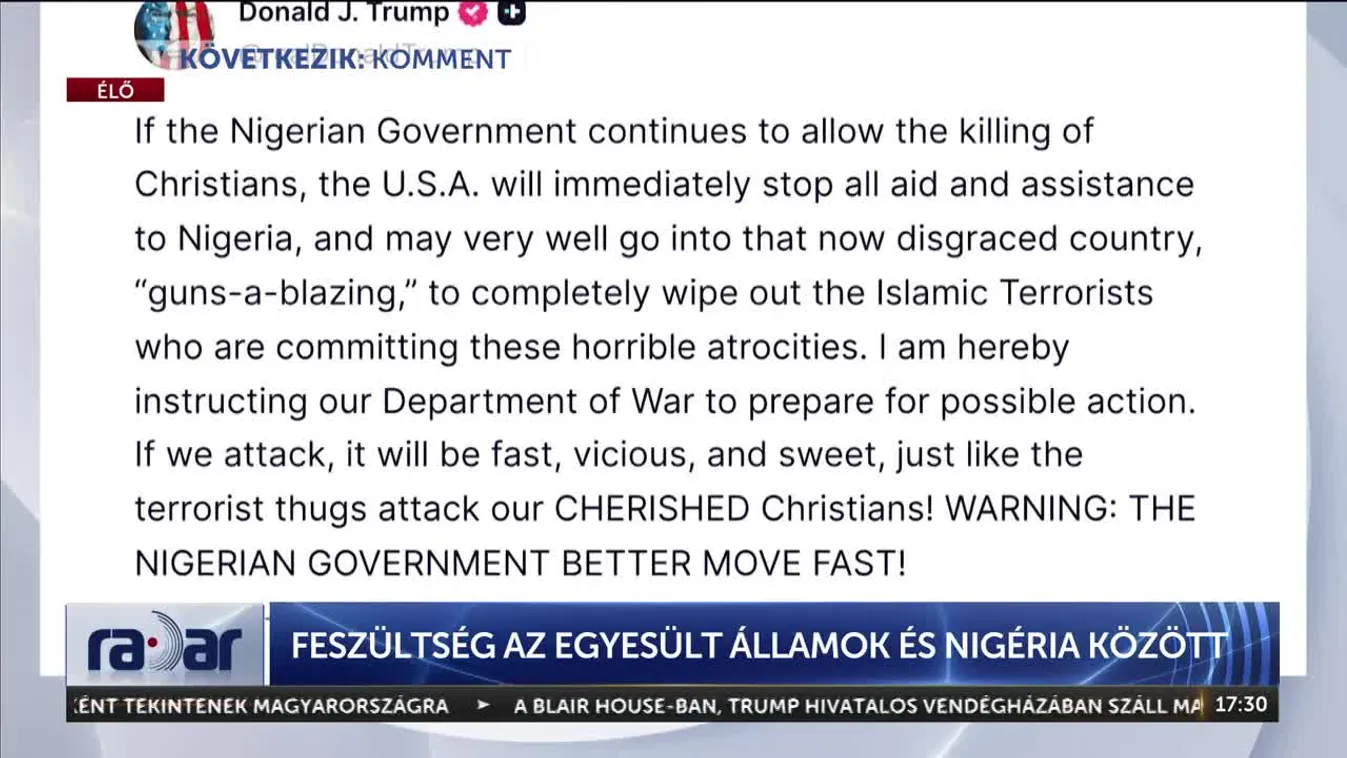 Radar - FESZÜLTSÉG AZ EGYESÜLT ÁLLAMOK ÉS NIGÉRIA KÖZÖTT