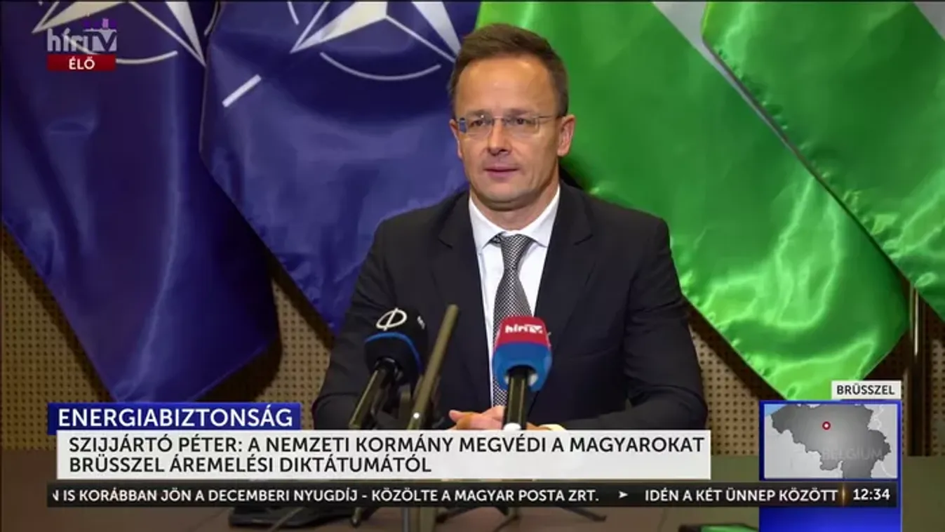 Szijjártó Péter energetikai sajtótájékoztatója Brüsszelben