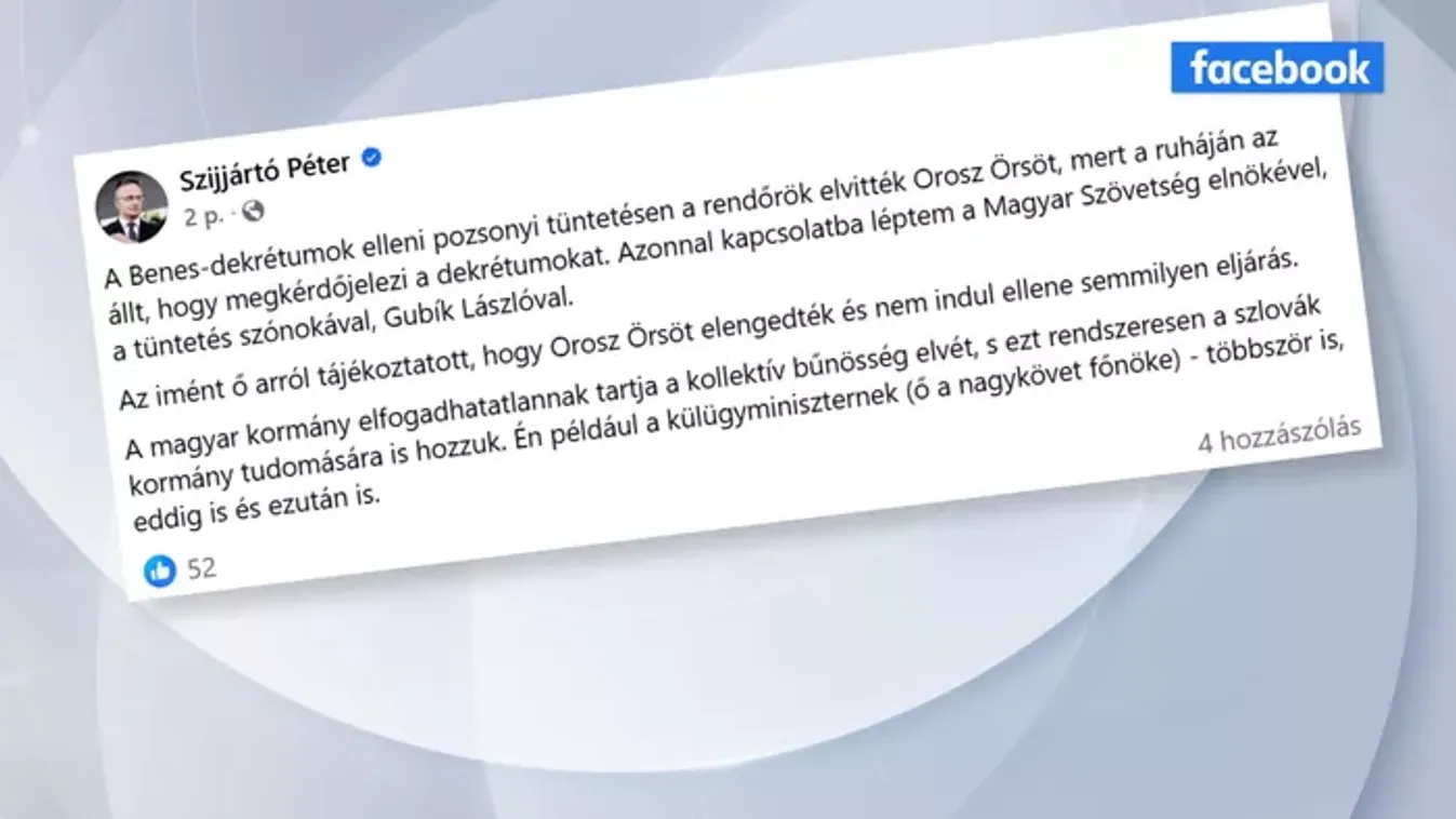 Elvitték a rendőrök a Benes-dekrétumok ellen tüntető magyar politikust