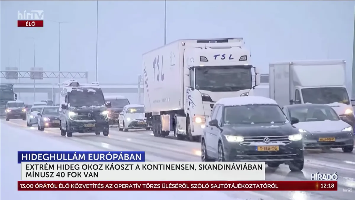 Extrém hideg okoz káoszt Európában, Skandináviában mínusz 40 fok van