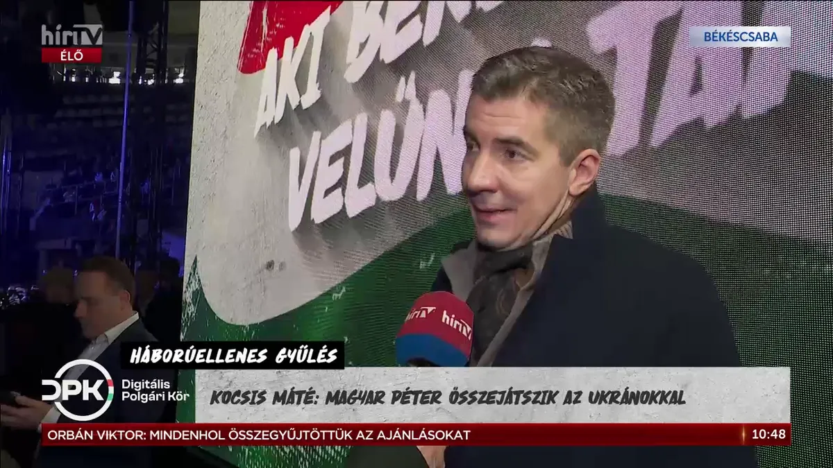 Kocsis Máté Békéscsabán: Magyar Péter győzelme Ukrajna győzelmét jelentené