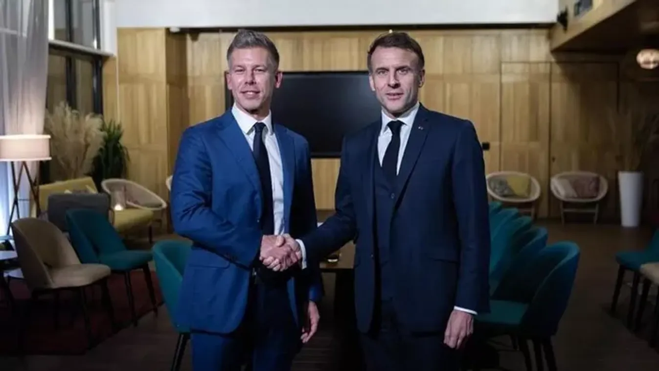 Emmanuel Macronnal és Magyar Péter sajtótájékoztatója – élő