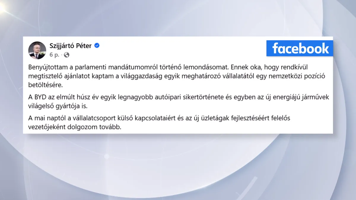 Szijjártó Péter lemond parlamenti mandátumáról