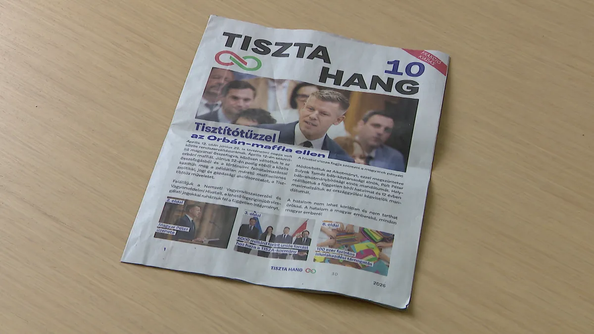 Az Országgyűlés Hivatala adja ki a Tisza Párt propaganda lapját