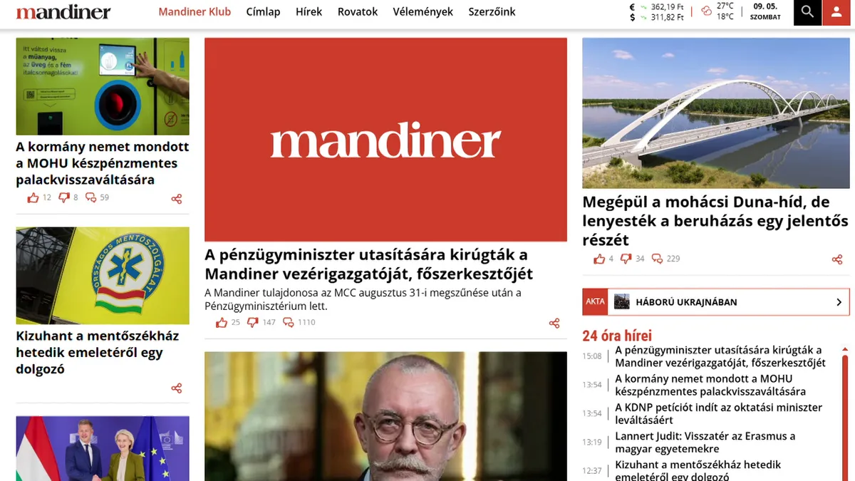 Fordulat a Mandinernél: menesztették a vezérigazgatót, megszüntetik a lap finanszírozását